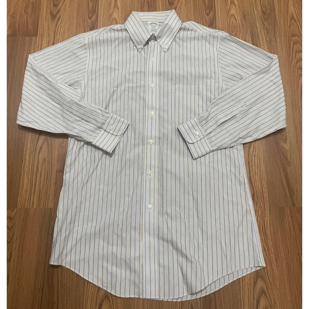 Brooks Brothers Dress Shirt Mens 15.5 32 Regent Non-Iron Striped Button Down
